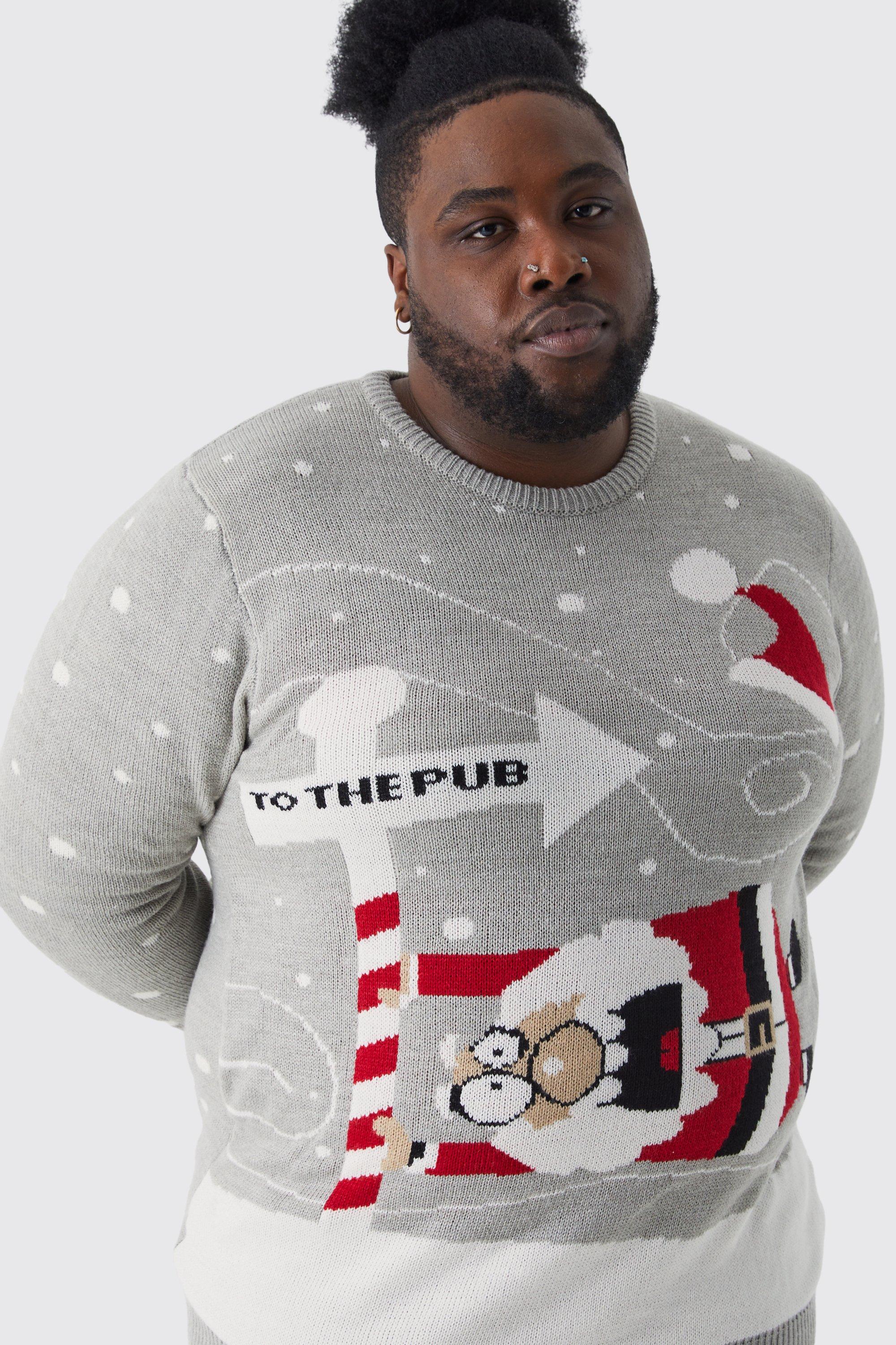 Men s Plus To The Pub Christmas Jumper Boohoo UK